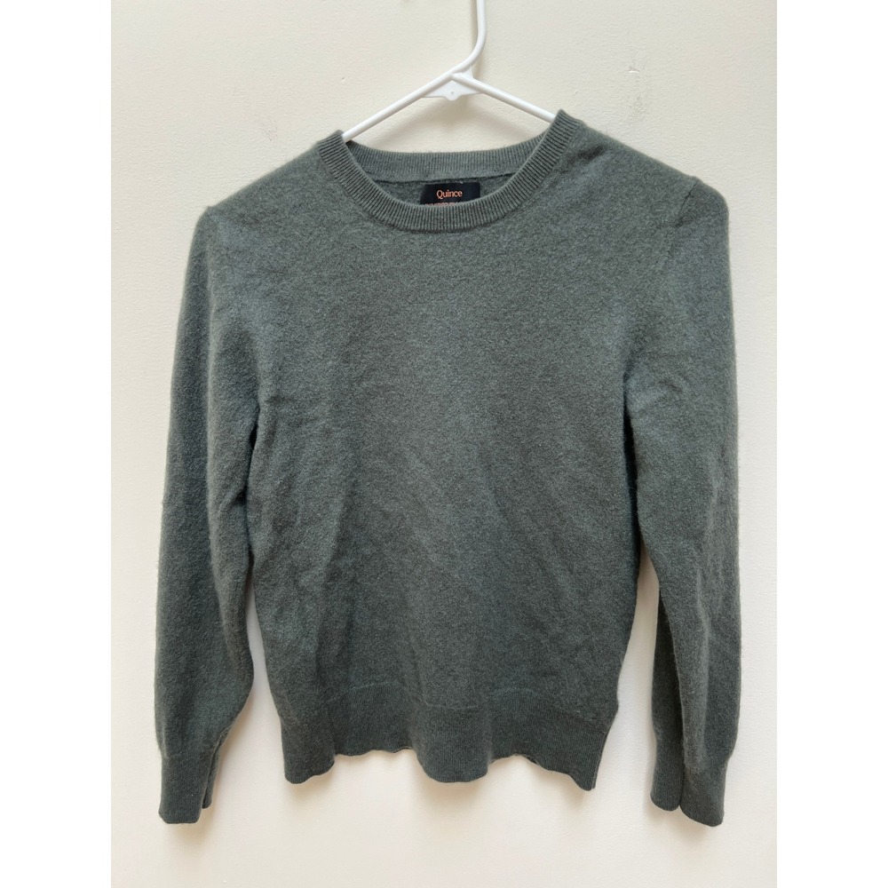 Quince Sweater Women S Green 100% Mongolian Cashmere Crewneck Soft Luxurious